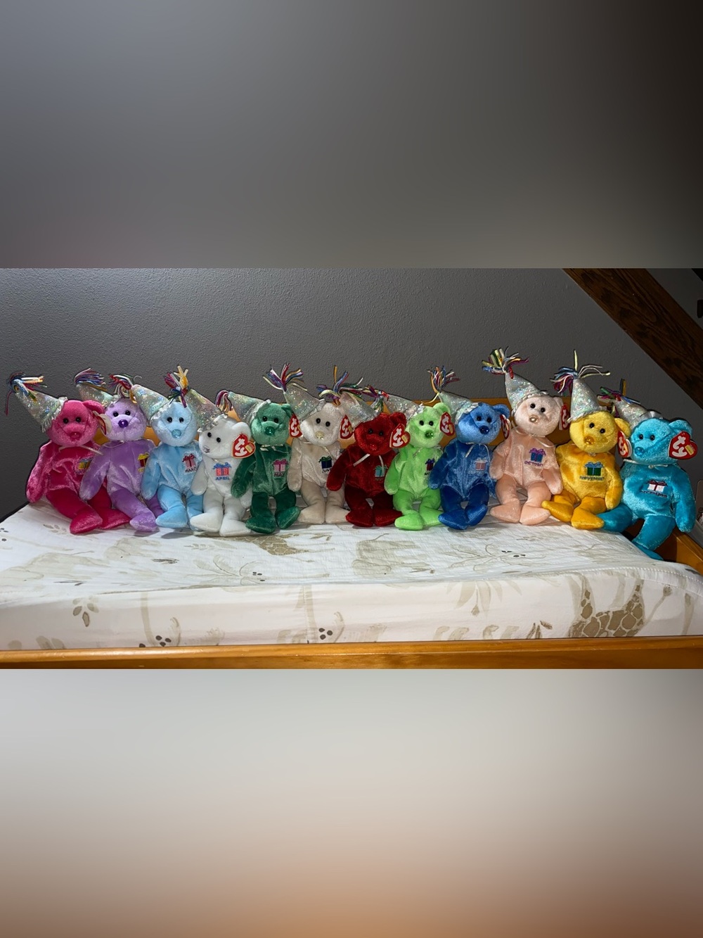 TY BEANIE BABY FULL SET OF 12 BIRTHDAY BIRTHSTONE BEARS - LIKE NEW